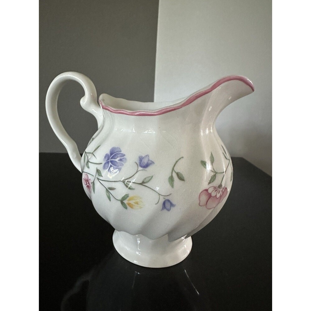 Johnson Brothers Creamer 4-1/4” Summer Chintz Earthenware VTG England Pink Trim